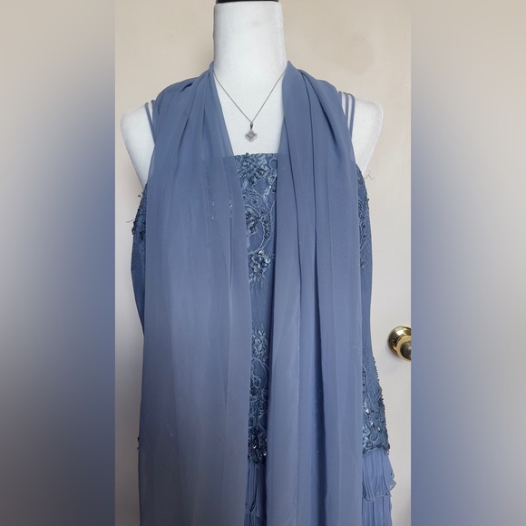 Blue Embellished Tiered maxi Dress for Cocktail Celebration or special occasion - Picture 13 of 13